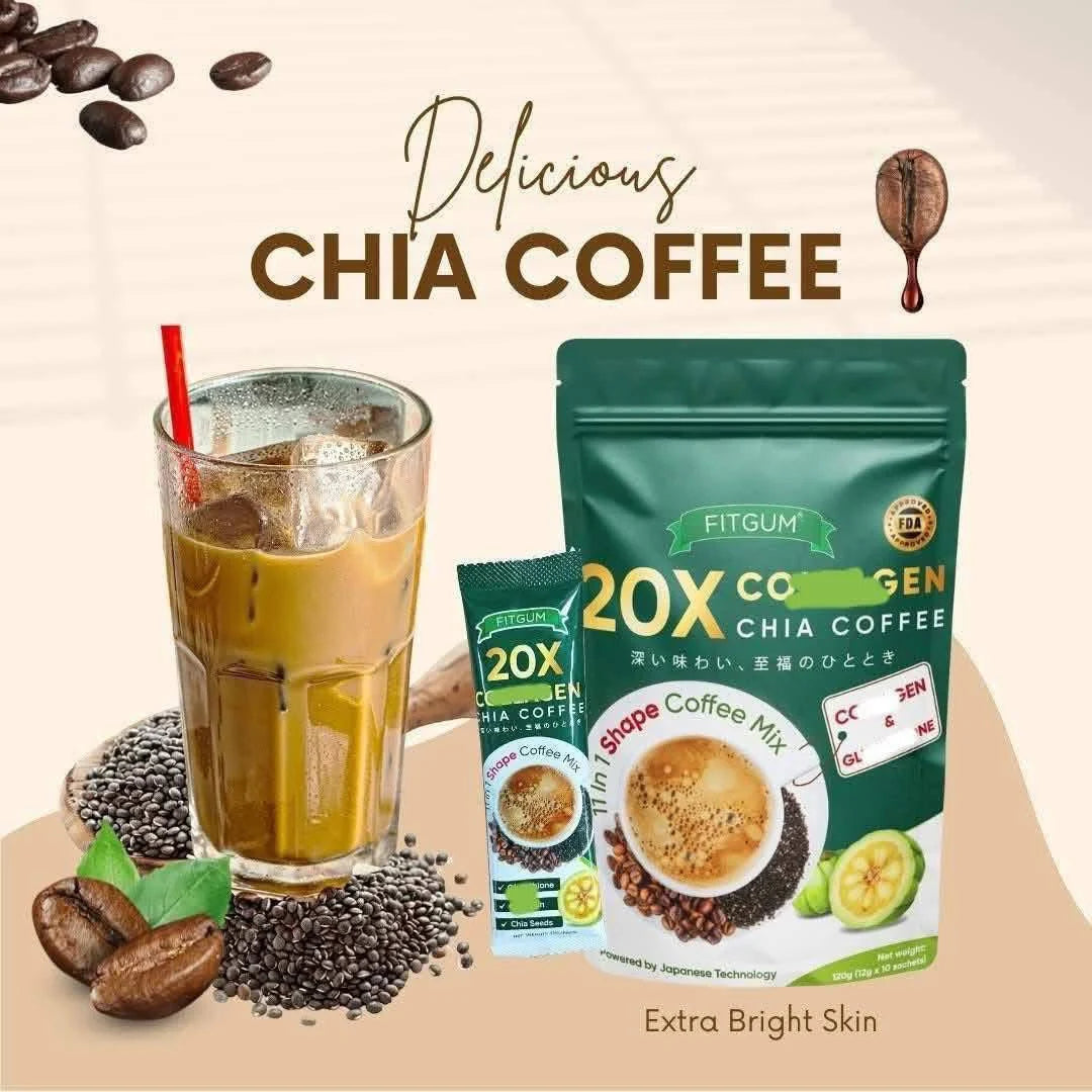 Fitgum Collagen Chia Coffee Simming Coffee for Wellness and Radiant Skin