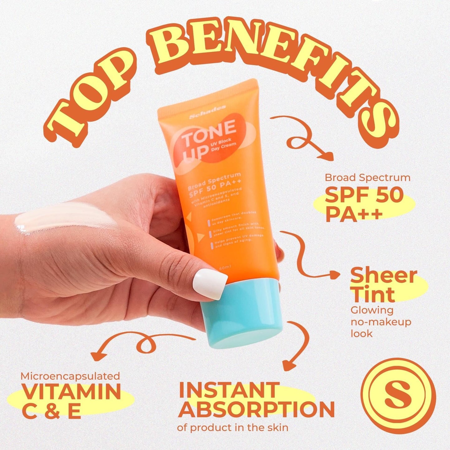 Schades Tone Up UV Block Day Cream Broad Spectrum Sunscreen SPF 50 PA ++ | All Skin Types | Skintint