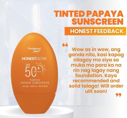 Honest Glow Tinted Papaya Sunscreen SPF 50 PA++++ 50ml with Niacinamide