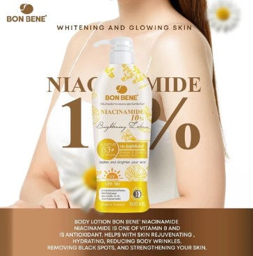 Bon Bene 10% Niacinamide Brightening Lotion with Vitamin B3, Glutathione & UV Protection | 500mL