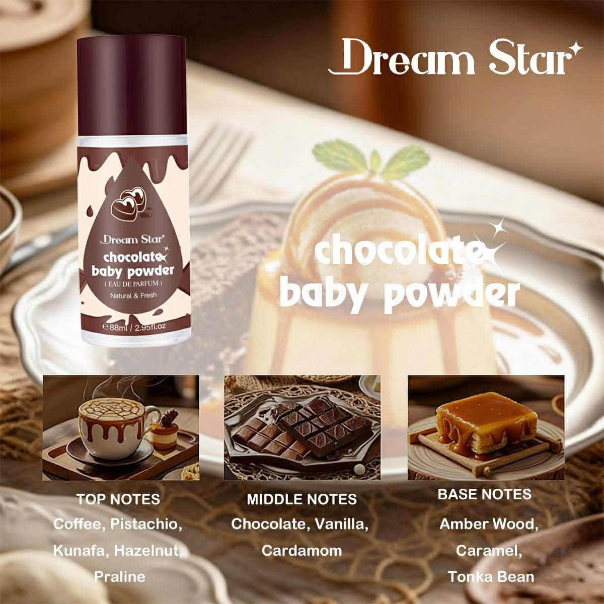 Dream Star Baby Powder Eau De Parfume Scent long lasting Perfume Fragrance 88ml