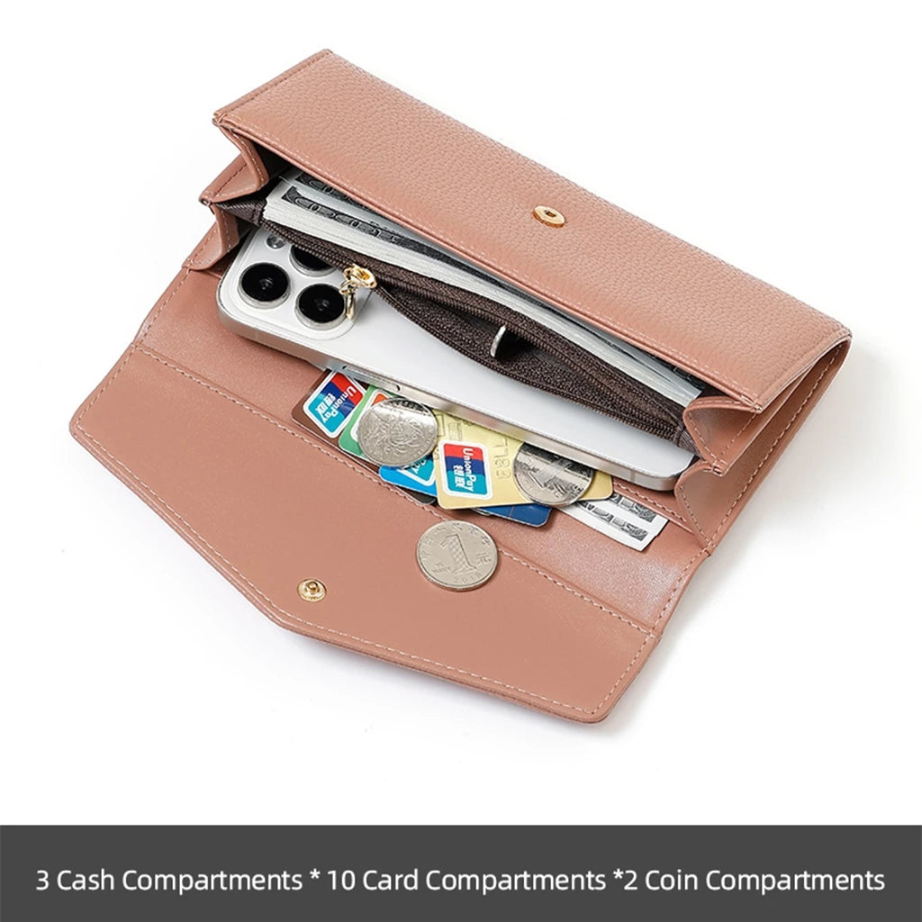 Sleek PU Long Wallet - Stylish Change Purse and Card Case for a Perfect Blend of Fashion and Functionality