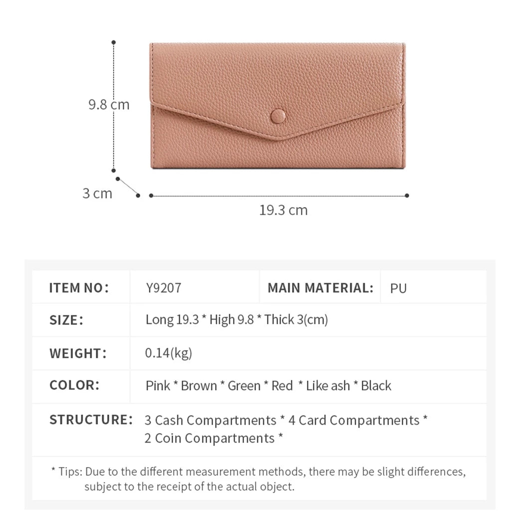 Sleek PU Long Wallet - Stylish Change Purse and Card Case for a Perfect Blend of Fashion and Functionality
