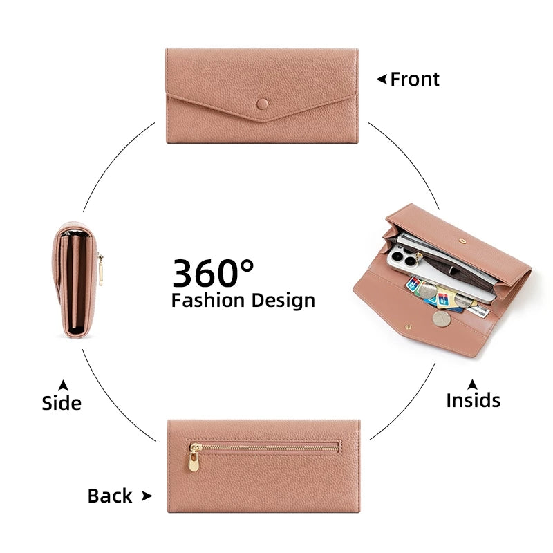 Sleek PU Long Wallet - Stylish Change Purse and Card Case for a Perfect Blend of Fashion and Functionality