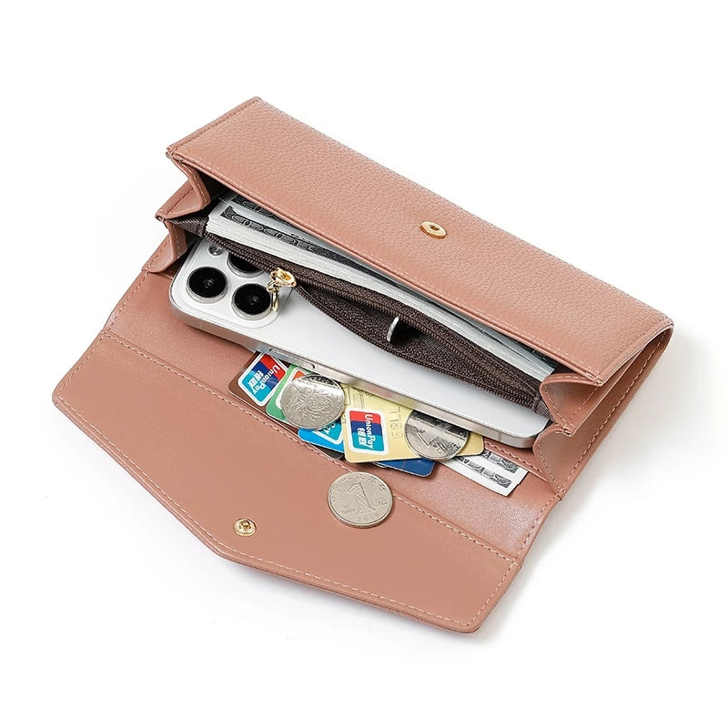 Sleek PU Long Wallet - Stylish Change Purse and Card Case for a Perfect Blend of Fashion and Functionality