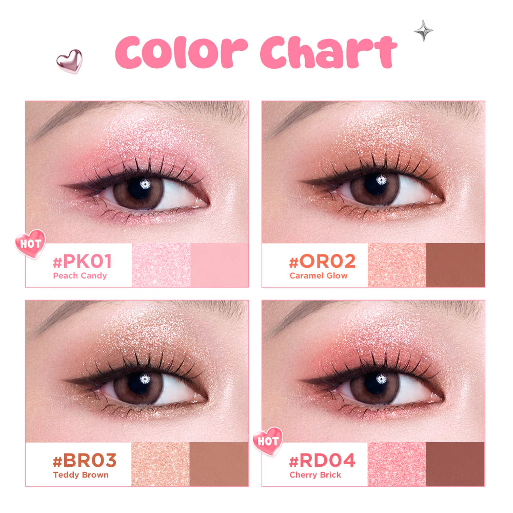 PINKFLASH Flash-To-Go Duo Eyeshadow Stick Matte&Shimmer 2 IN 1 High Pigmented Blendable Smooth Multipurpose