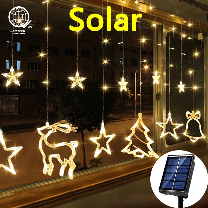 Solar Curtain Light Christmas Lights String Lights for Outdoor Home Garden Christmas Wedding Party Garden Decoration