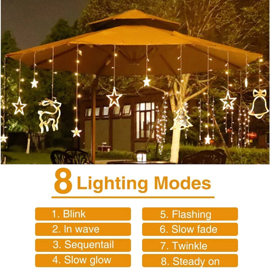 Solar Curtain Light Christmas Lights String Lights for Outdoor Home Garden Christmas Wedding Party Garden Decoration