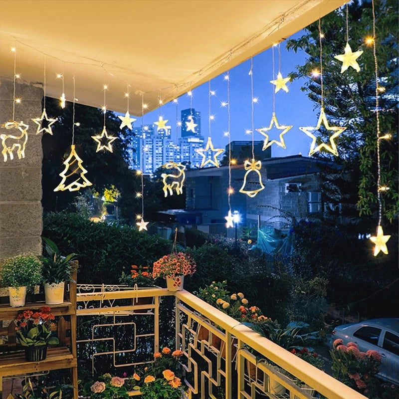 Solar Curtain Light Christmas Lights String Lights for Outdoor Home Garden Christmas Wedding Party Garden Decoration