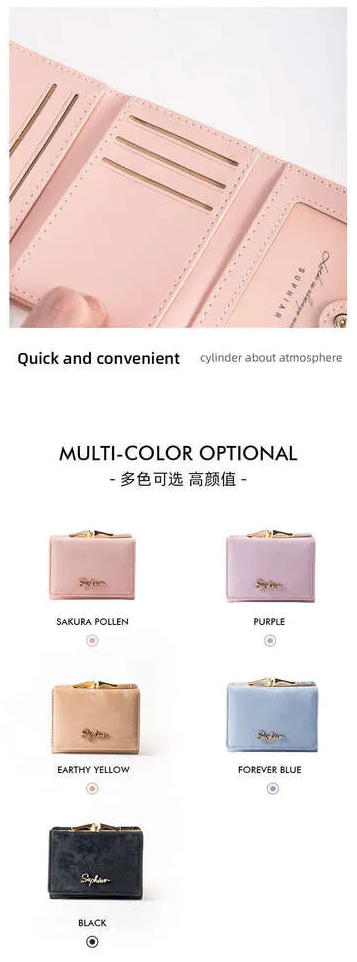 SP5088 Wallet For Woman Coin Purse Leather Korean Fashion Multi-Slot Card Holder Short Wallet