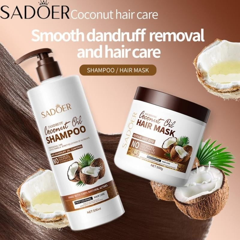 BUY 1 TAKE 1 Collagen Hair Mask Treatment And Coconut Oil Shampoo For Deep Nourishment And Shine Enhancement