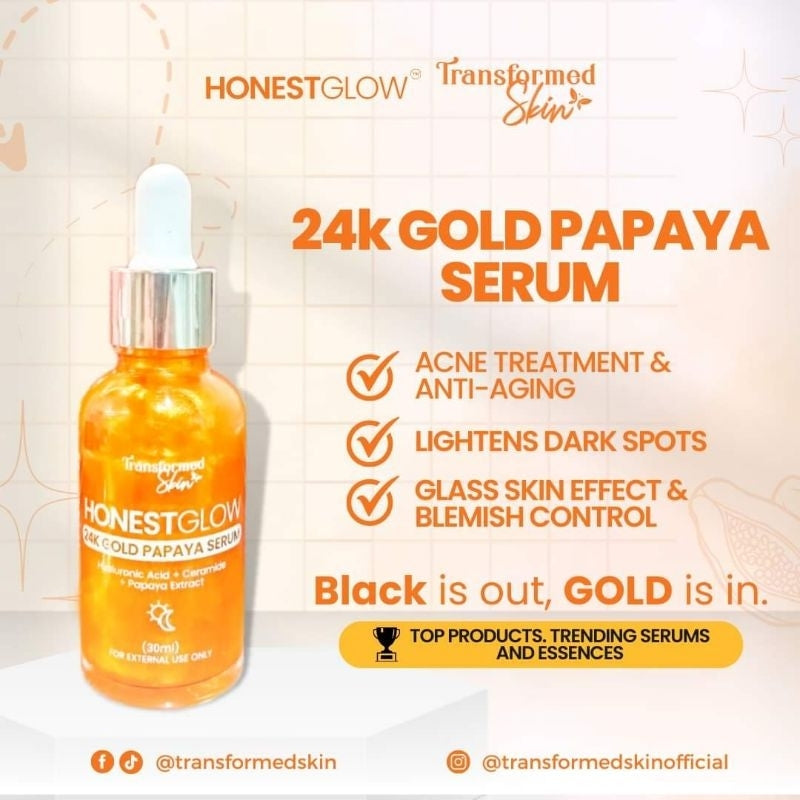 HONESTGLOW 24K Gold Papaya Serum 30ml