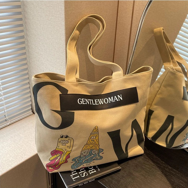 Thai New Fashion Gentle woman Canvas Shoulder Bag Tote Bag With Zipper For Women