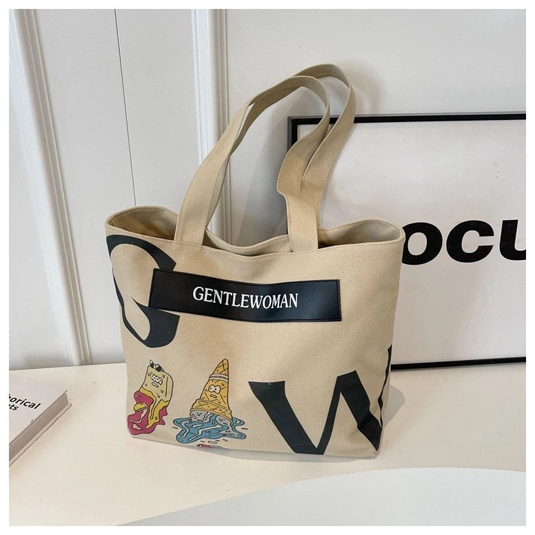 Thai New Fashion Gentle woman Canvas Shoulder Bag Tote Bag With Zipper For Women