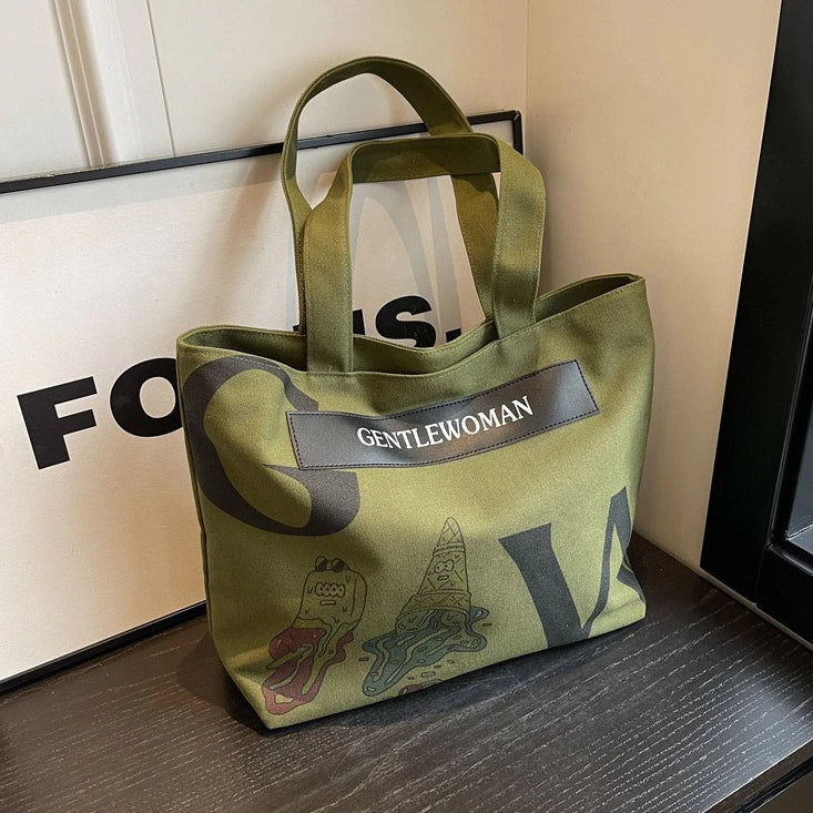 Thai New Fashion Gentle woman Canvas Shoulder Bag Tote Bag With Zipper For Women
