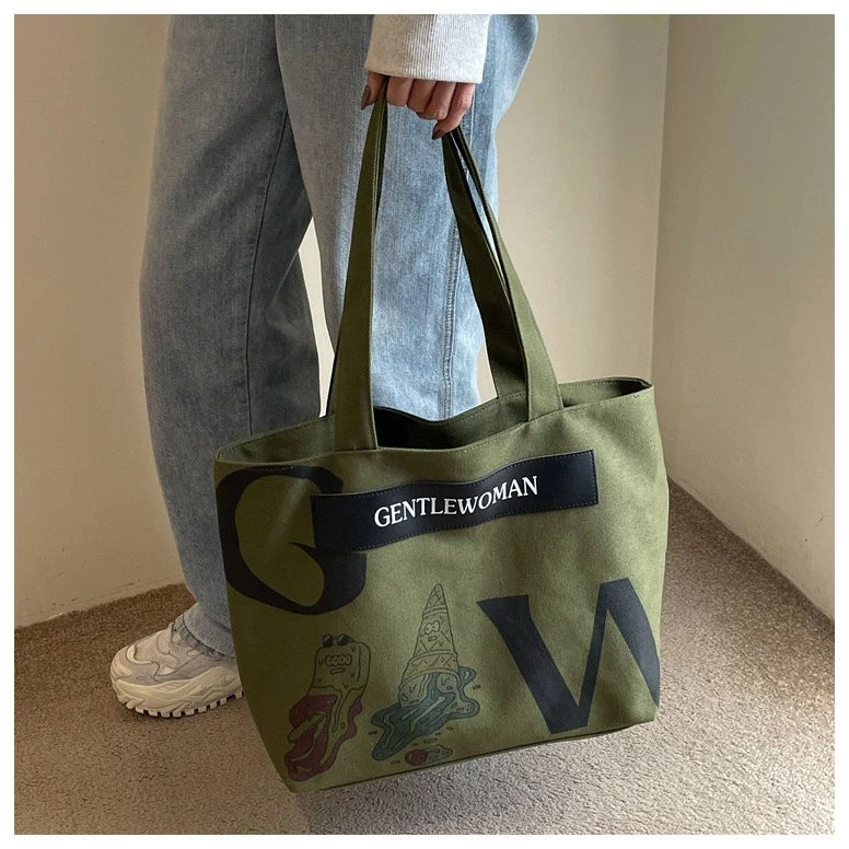Thai New Fashion Gentle woman Canvas Shoulder Bag Tote Bag With Zipper For Women