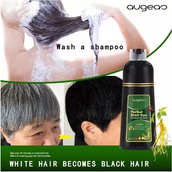 AUGEAS Herbal Hair Dye Shampoo Effective black hair shampoo 100% Original Hair Color Shampoo 500ml