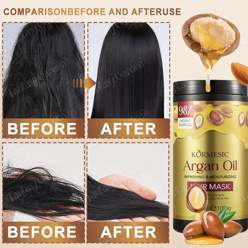 Keratin Hair Mask Deep Repair Damage Frizzy Soft Smooth Shiny Straightening Argan Oil Conditioner