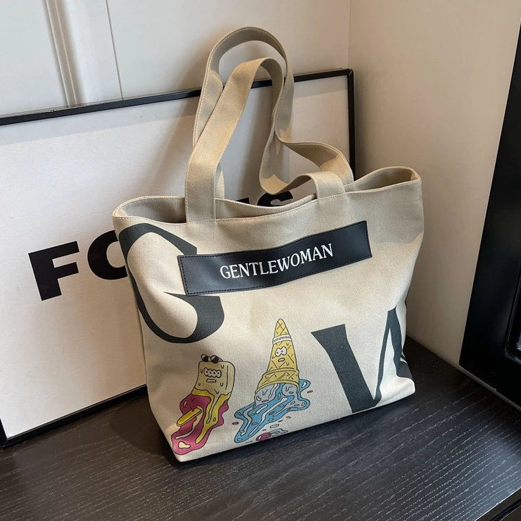 Thai New Fashion Gentle woman Canvas Shoulder Bag Tote Bag With Zipper For Women