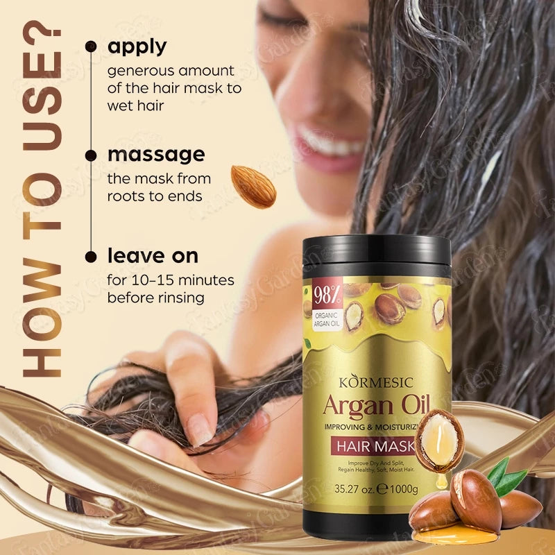Keratin Hair Mask Deep Repair Damage Frizzy Soft Smooth Shiny Straightening Argan Oil Conditioner
