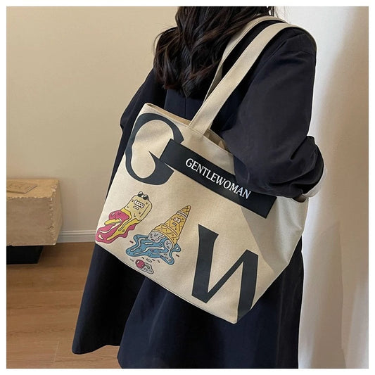 Thai New Fashion Gentle woman Canvas Shoulder Bag Tote Bag With Zipper For Women