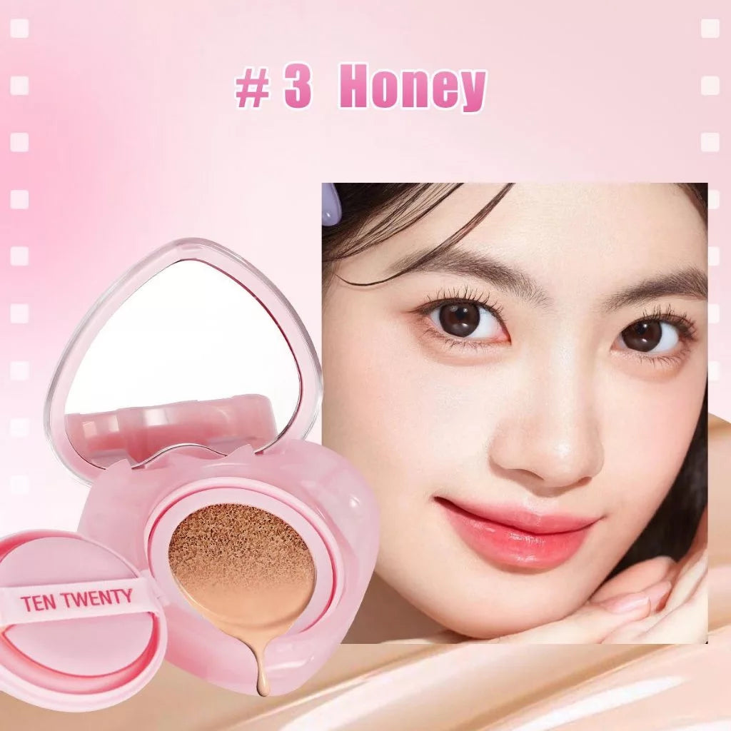 TEN TWENTY Heart-Shaped Magic Cushion – Full Coverage Airy Foundation with Brightening Effect