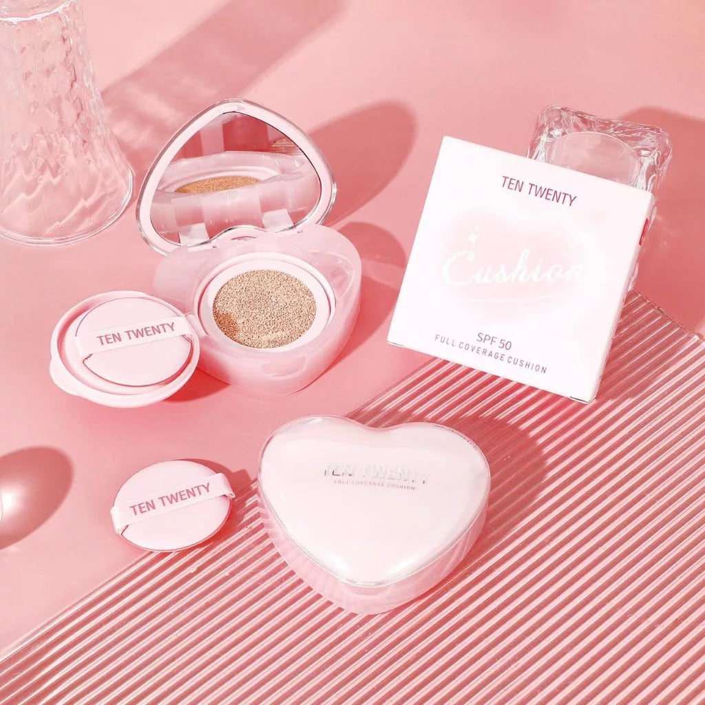 TEN TWENTY Heart-Shaped Magic Cushion – Full Coverage Airy Foundation with Brightening Effect