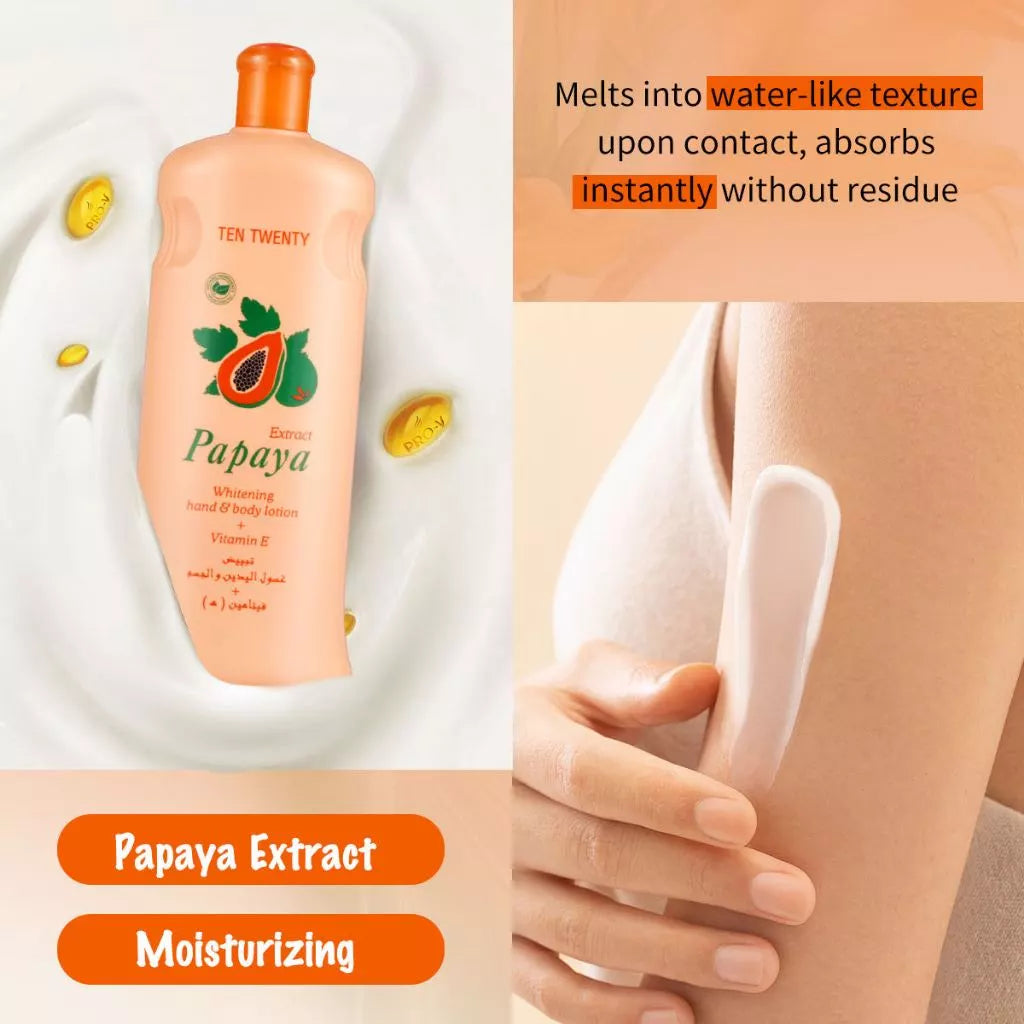 TEN TWENTY PAPAYA Whitening hand & boby lotion + Vitamin E 600ML