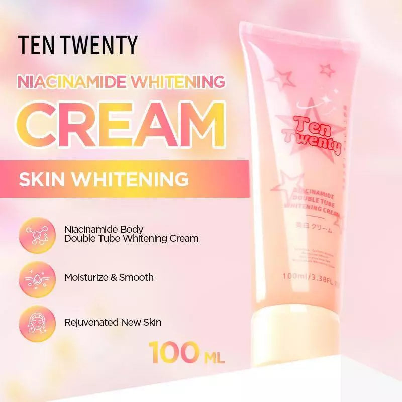 TEN TWENTY 100 ML Niacinamide Whitening Cream for Face & Body Instant Brightening Double Tube Cream