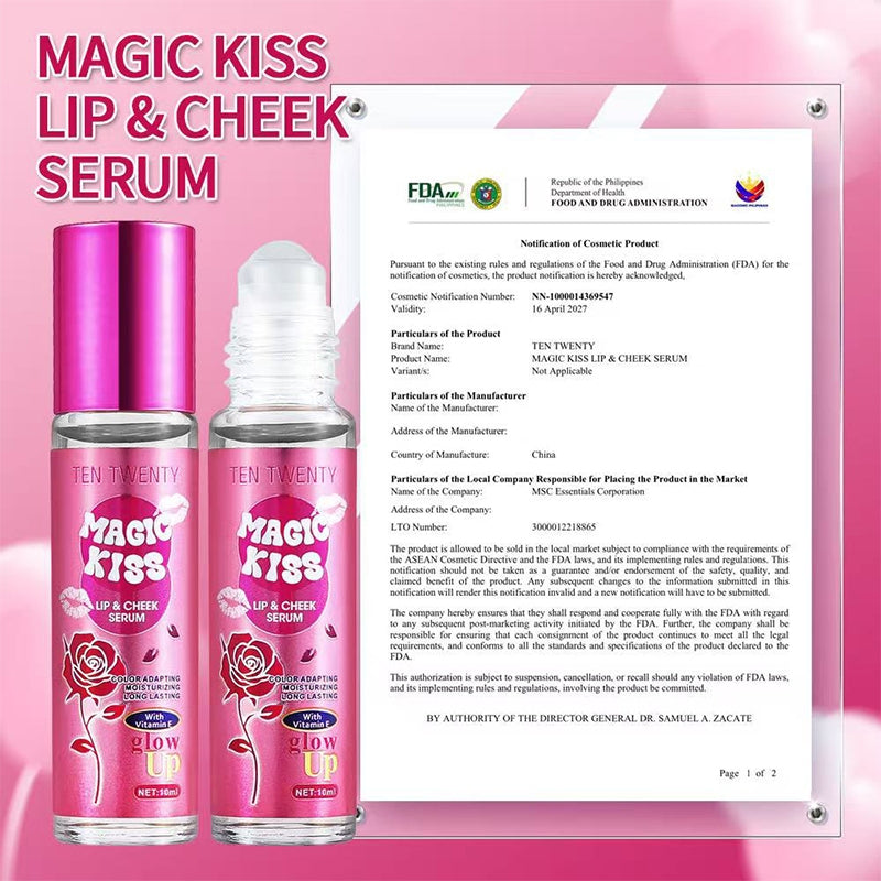 Ten Twenty Magic Kiss 2in1 Lip & Cheek Tint Long-Lasting, Hydrating Shine For Kissable & Natural Lip