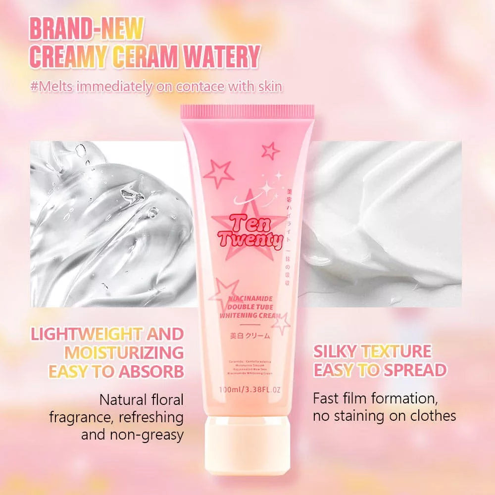 TEN TWENTY 100 ML Niacinamide Whitening Cream for Face & Body Instant Brightening Double Tube Cream