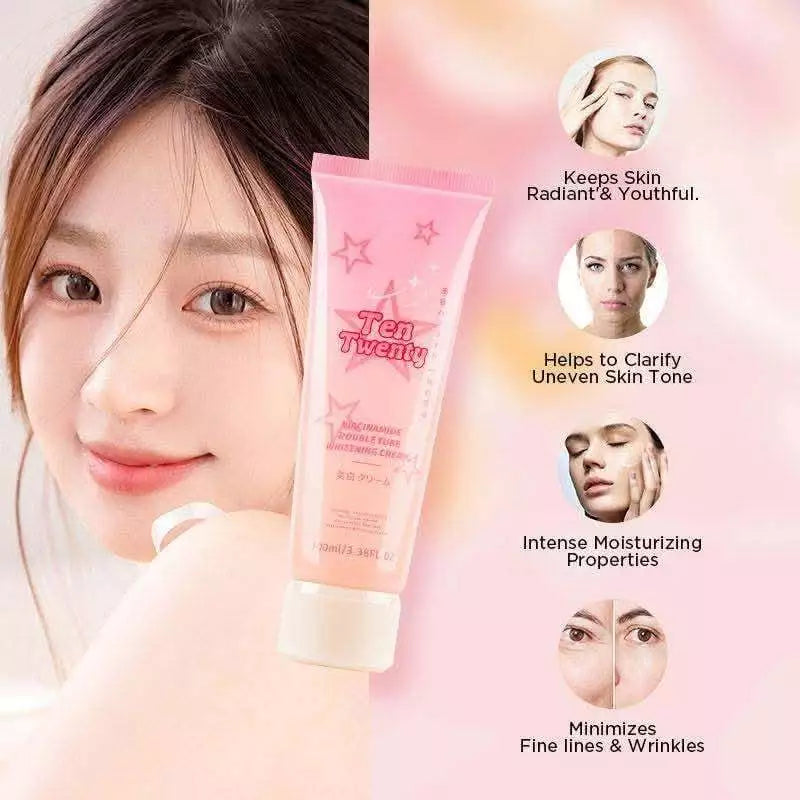 TEN TWENTY 100 ML Niacinamide Whitening Cream for Face & Body Instant Brightening Double Tube Cream