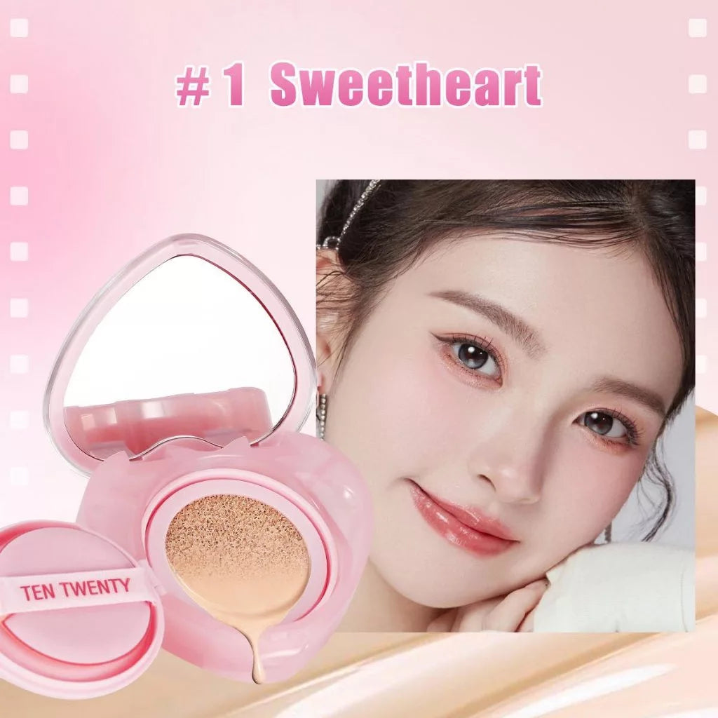 TEN TWENTY Heart-Shaped Magic Cushion – Full Coverage Airy Foundation with Brightening Effect
