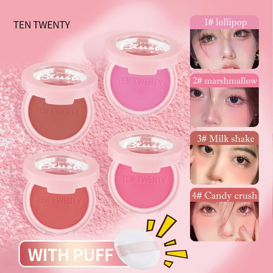 TEN TWENTY Waterproof Blush Powder Natural Pigmented Matte Highlight Brighten Contour Nude Cosmetics