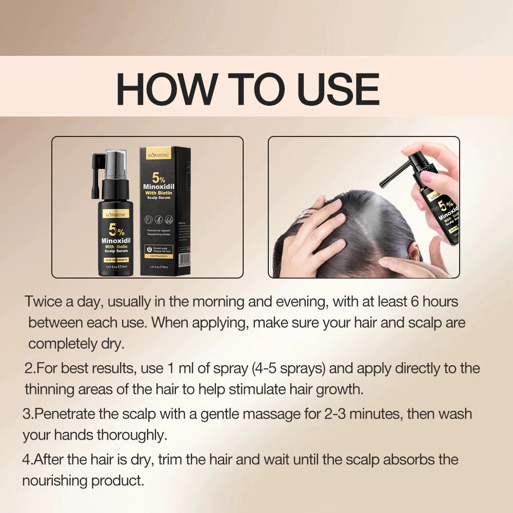 5% Minoxidil Biotin Hair Grower Spray 30ml - DHT Blocker For Hair Loss Treatment