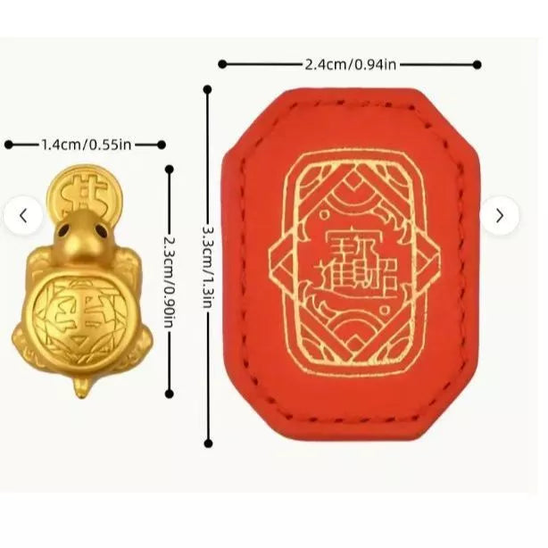 Fengshui Lucky Turtle  Pendant Wallet Charm Money-biting Turtle Ornaments Decor for Longevity Protection & Financial Stability Alloy