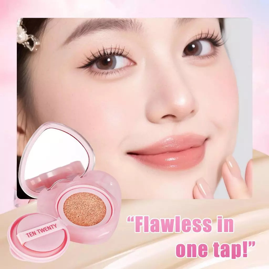 TEN TWENTY Heart-Shaped Magic Cushion – Full Coverage Airy Foundation with Brightening Effect