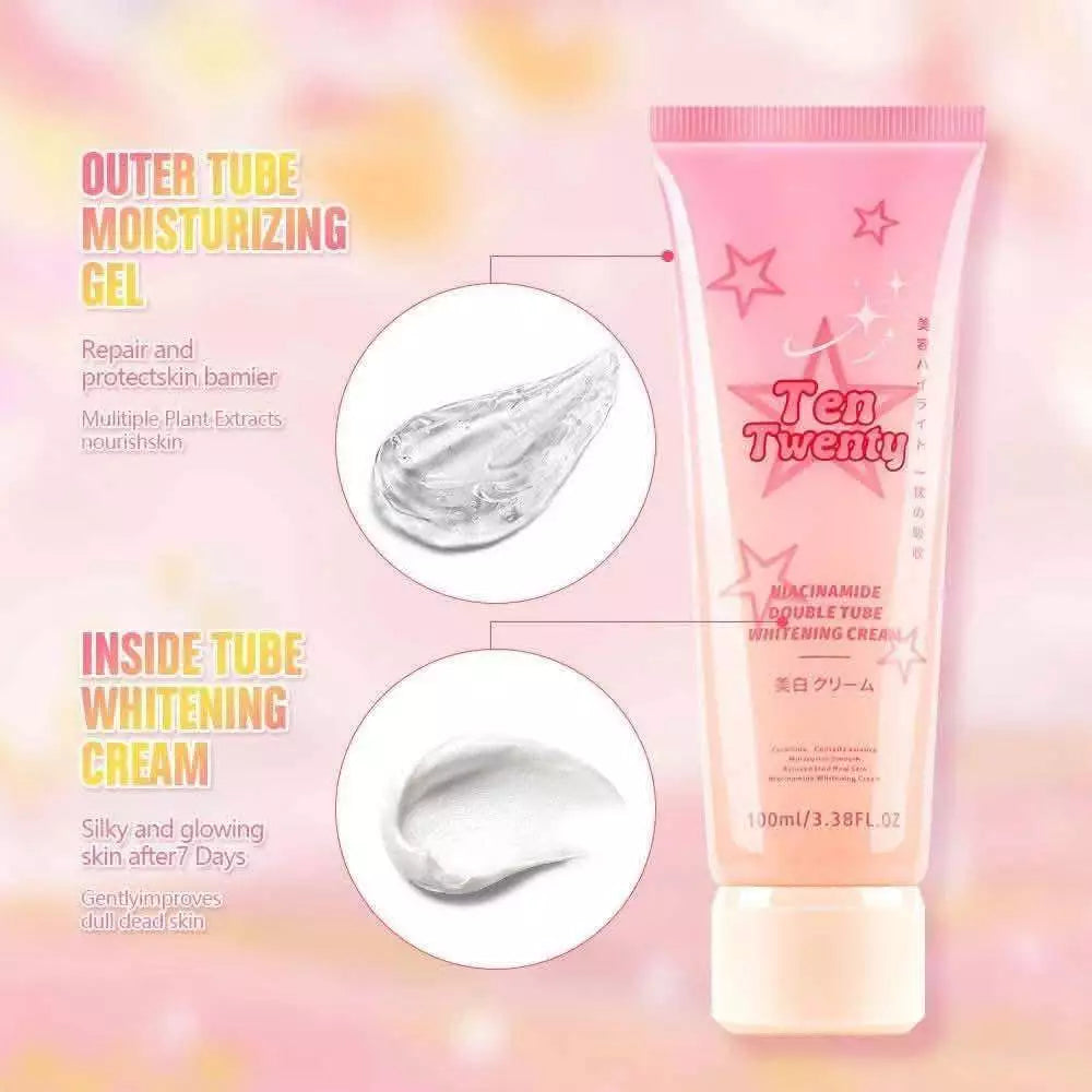 TEN TWENTY 100 ML Niacinamide Whitening Cream for Face & Body Instant Brightening Double Tube Cream