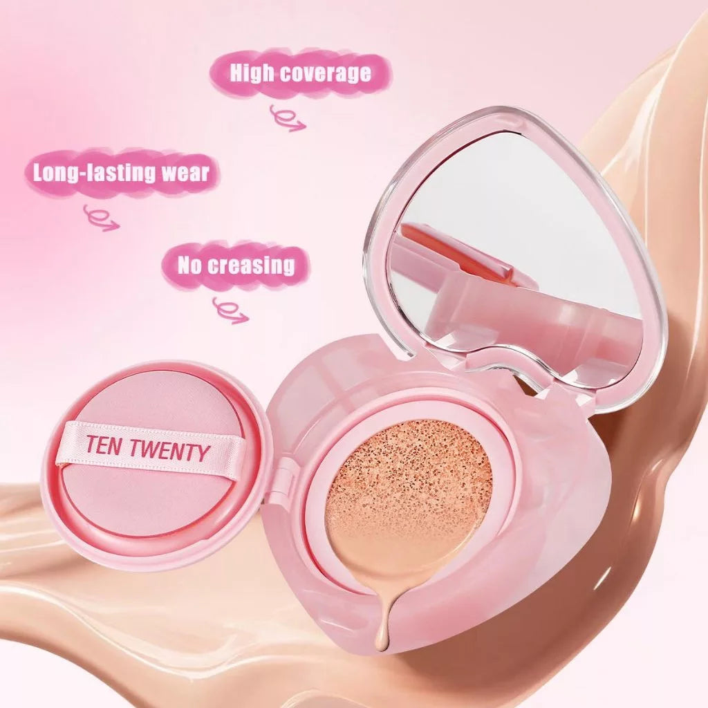 TEN TWENTY Heart-Shaped Magic Cushion – Full Coverage Airy Foundation with Brightening Effect