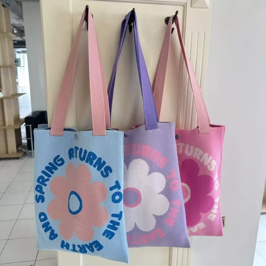 Women's Shoulder Bag Large Capacity Knitted Bag Tote Bag For School For Shopping With Lock