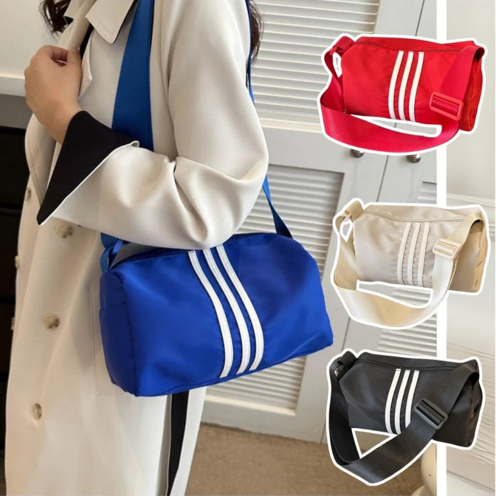 8MNY-605 Sports Duffle Sling Bag Solid Color Stripe Design Gym Bag for Men Women