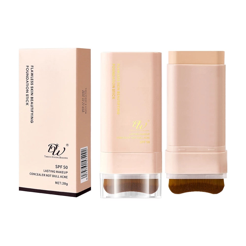 DW Matte Foundation Cream Stick SPF50 Lasting Oil-control Concealer W/ Brush 20g