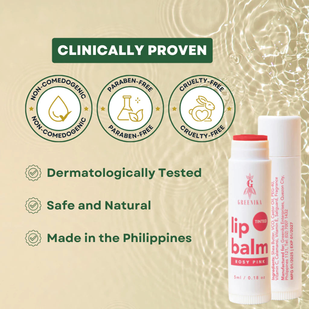 [ VITAMIN LIP BALM - ROSY PINK ] Greenika Glints Tinted Lip Balm for Natural Shades Plumper Lips