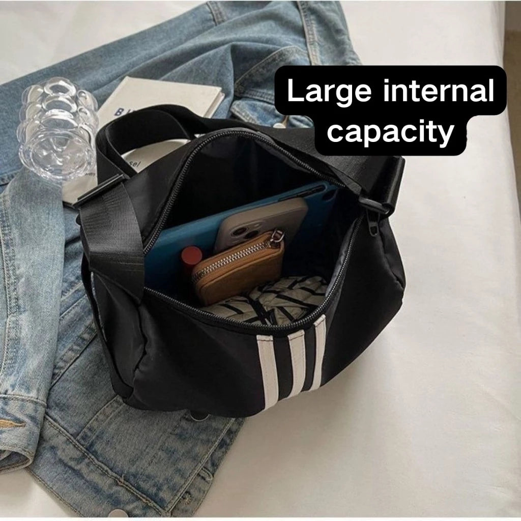8MNY-605 Sports Duffle Sling Bag Solid Color Stripe Design Gym Bag for Men Women