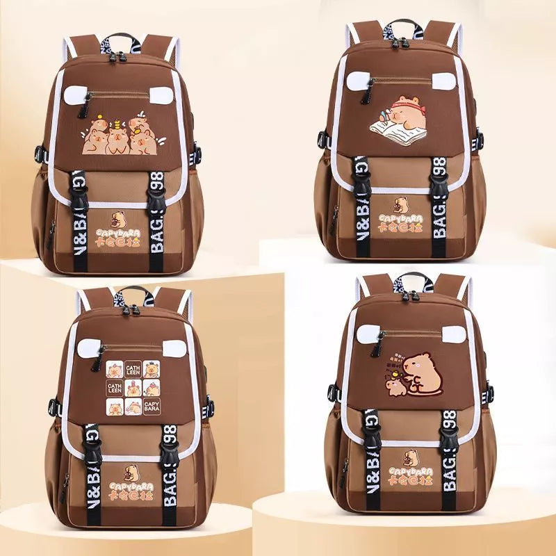 Capybara school bag for primary school children is dirt resistant durable and cute