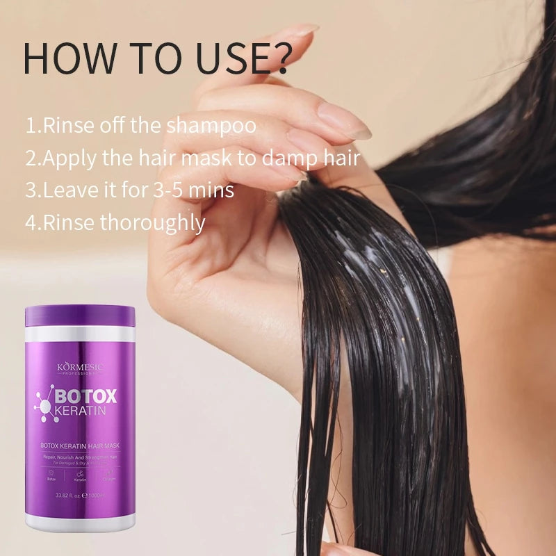 Keratin Hair Mask Deep Repair Damage Frizzy Soft Smooth Shiny Straightening Argan Oil Conditioner