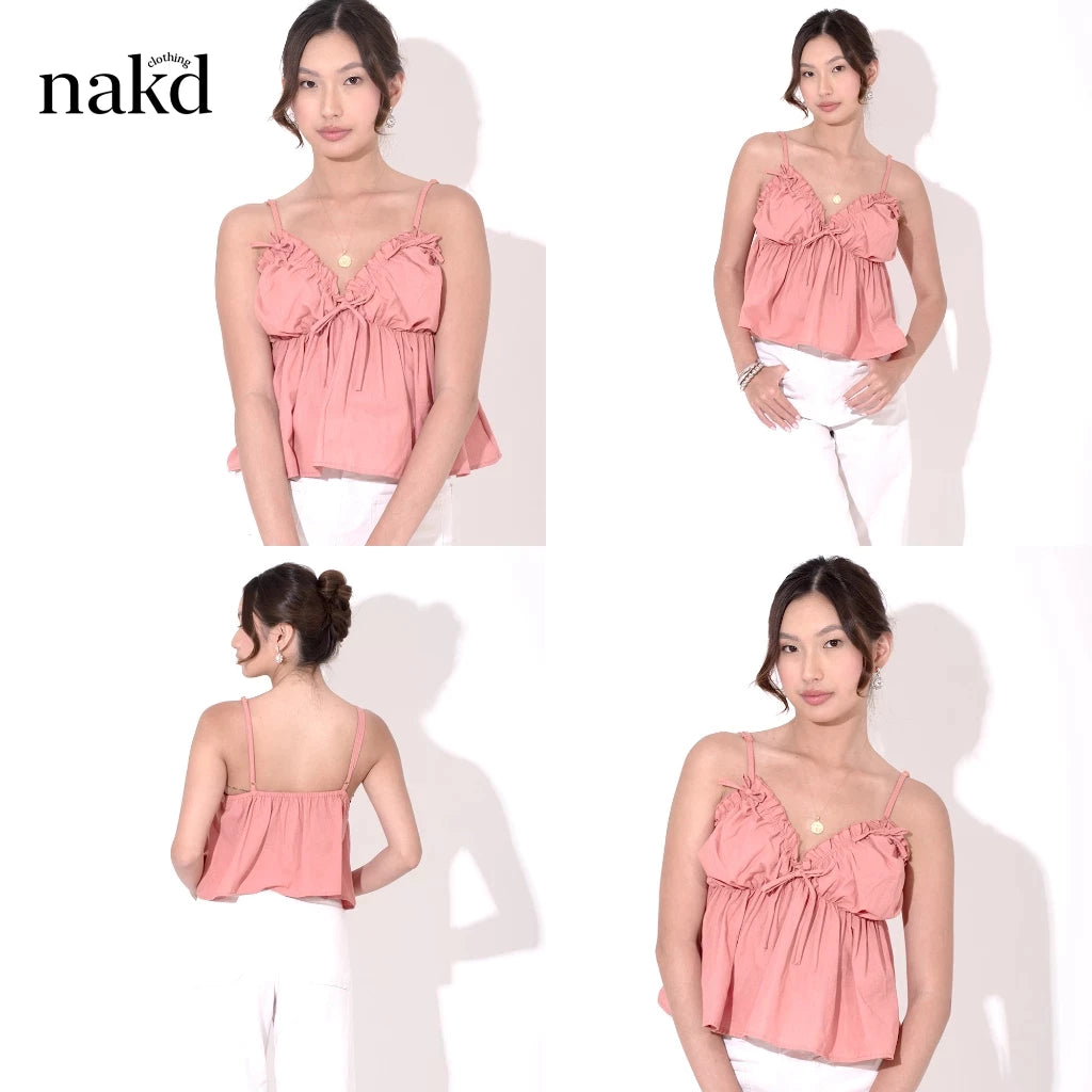 ALESSIA COTTON LINEN SEXY SWEETHEART SPAGHETTI RIBBON COQUETTE CASUAL BUSTIER TOP