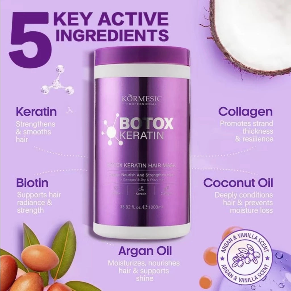 Keratin Hair Mask Deep Repair Damage Frizzy Soft Smooth Shiny Straightening Argan Oil Conditioner