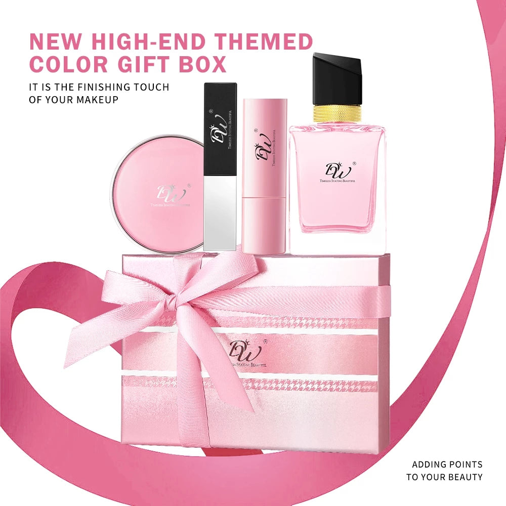 DW 4in1 Advanced Gift Set Girl Makeup Set 【Perfume & Lip Balm & Lipstick & BB Cushion】