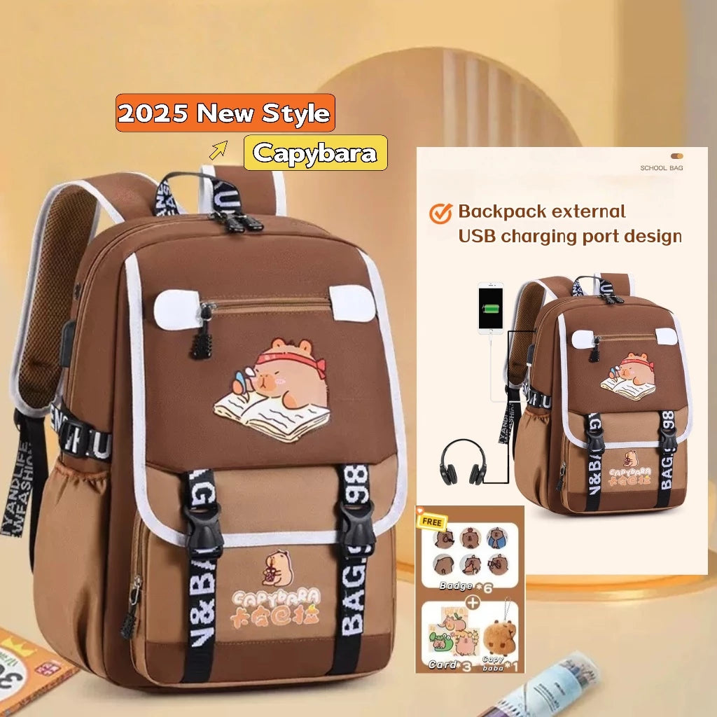 Capybara school bag for primary school children is dirt resistant durable and cute